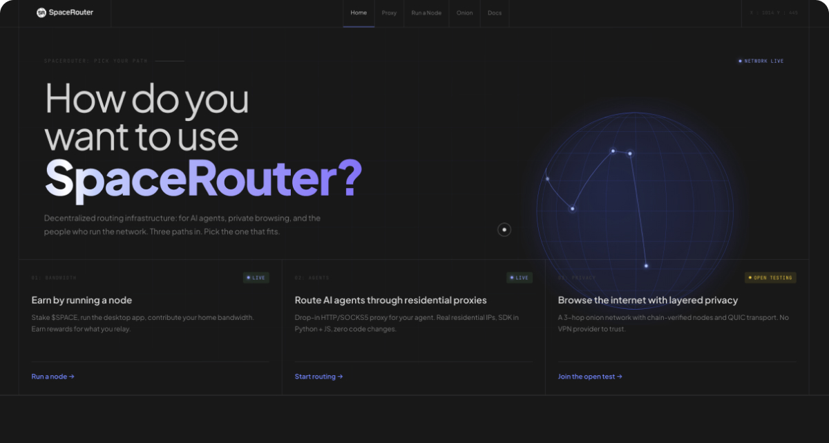 The SpaceRouter product landing