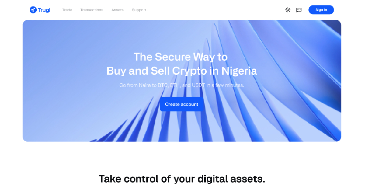 Trugi onboarding and trade screens from the shipped design system
